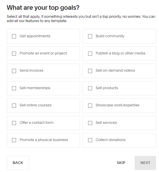 Select Your Top Goals