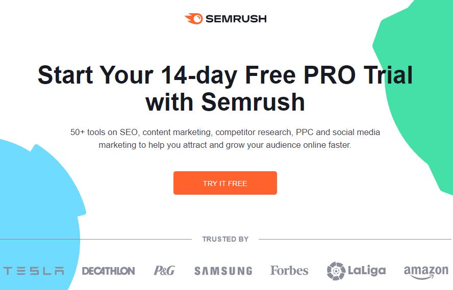 Semrush Free Trial Page