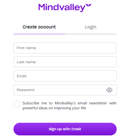 Create Mindvalley Account