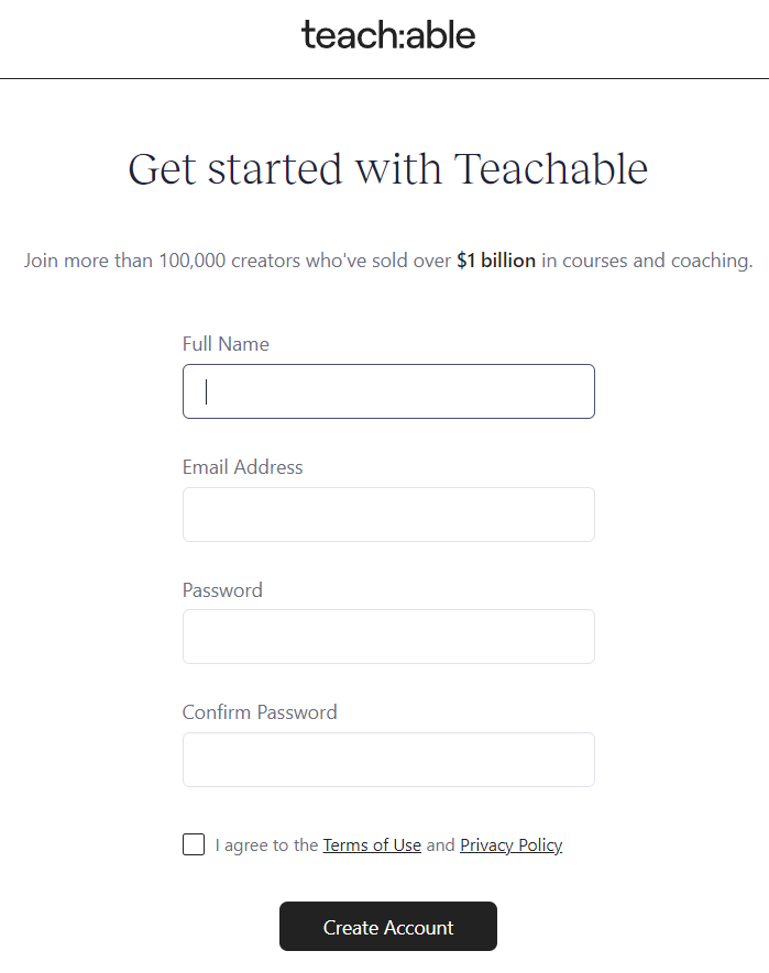 Create Your Teachable Account